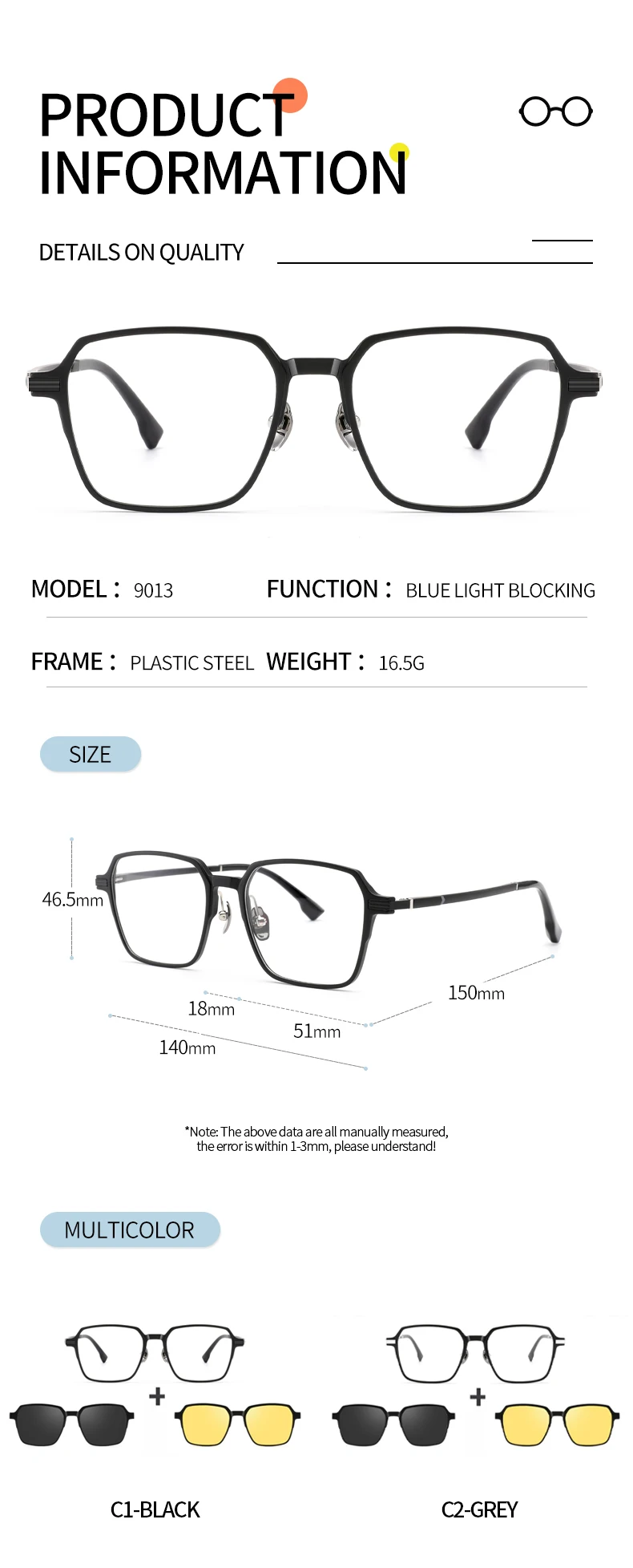 CLLOIO 3 In 1 Magnet Clip On Myopia Glasses Men Women Anti Blue Ray Prescription Polarized Sunglasses Hyperopia Reading Glasses