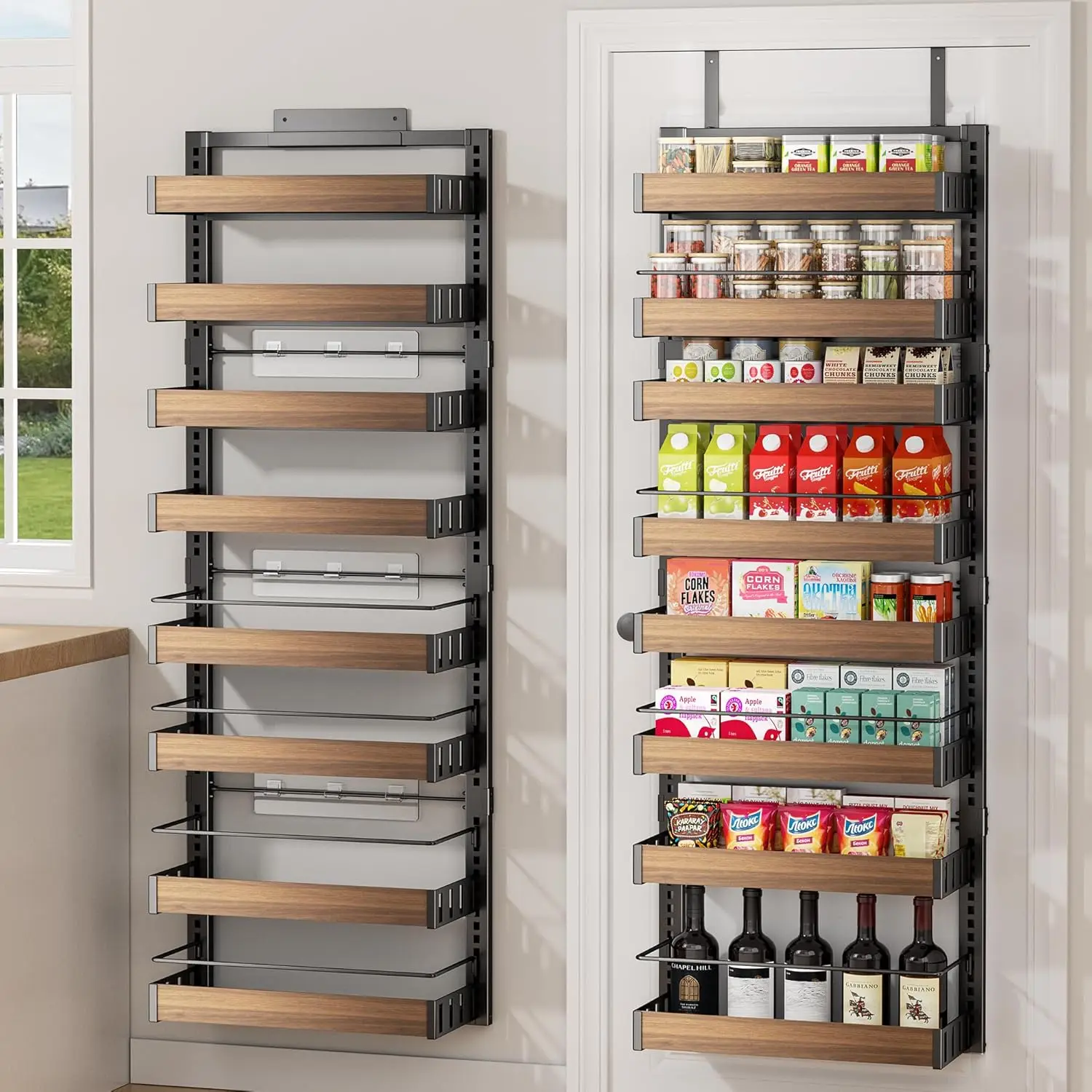 8 tier over the door pantry organizer with adjustable baskets