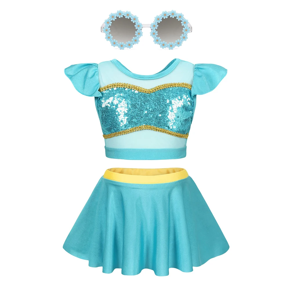 thumbnail image 1 of Disney-traje de baño de La Sirenita Ariel para niña, conjunto de 2 piezas de Minnie Mouse, princesa Blancanieves, Rapunzel, Bikini para playa, 1 of 5
