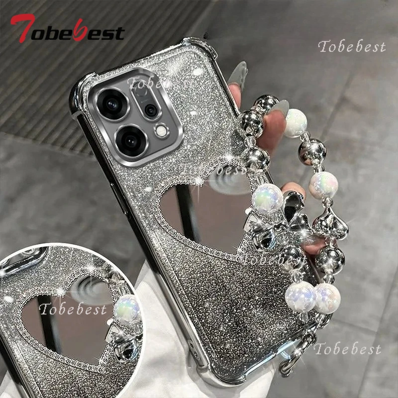 Elegant Glitter Plating Love Mirror Bracelet Shockproof Silicone Case Cover