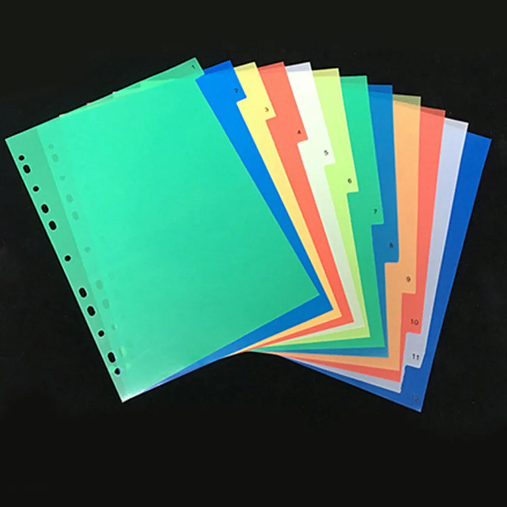 40Pcs A4 다채로운 색상의 인덱스 페이지 디바이더 삽입 가능한 탭 문서 분리용 환경 친화적인 종이 바인더 디바이더