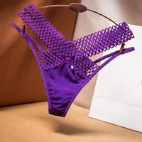2024 culottes pour femmes coupe croisée string en soie glacée sport mode Perspective taille basse rubans Трусы Ж Dön (@е tongs de lingerie sexy 5