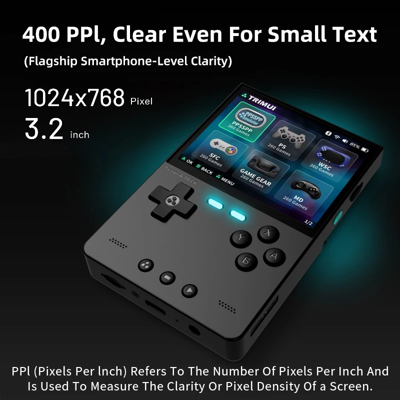 TRIMUI BRICK Handheld Game Console 3.2'' IPS Screen Linux System Trimui UI Metal Back Panel Key LED Lighting Free Keycap Gifts