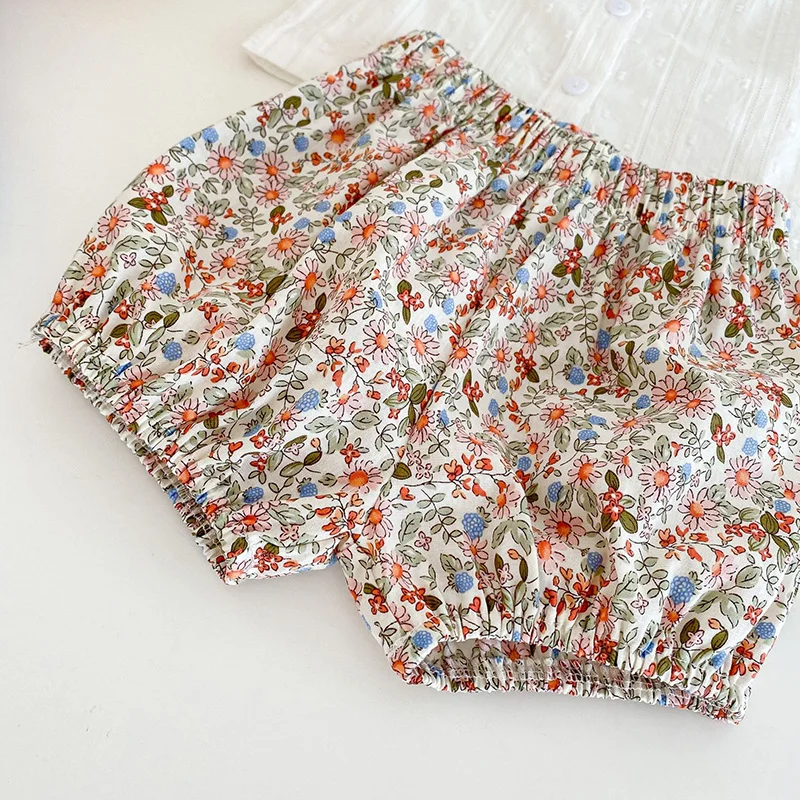MILANCEL 2022 Summer Baby Clothing Set  Toddler Girls Floral Suit Ruffle  Tee And Floral Shorts 2 Pcs Girls Clothes Set newborn baby clothing set