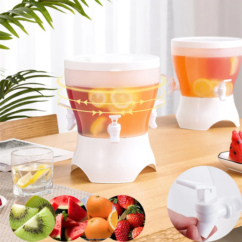Large-capacity Rotating Cold Kettle with Faucet Beverage Dispenser  Refrigerator Ice Water Cool Bucket Food-grade PP Teapot