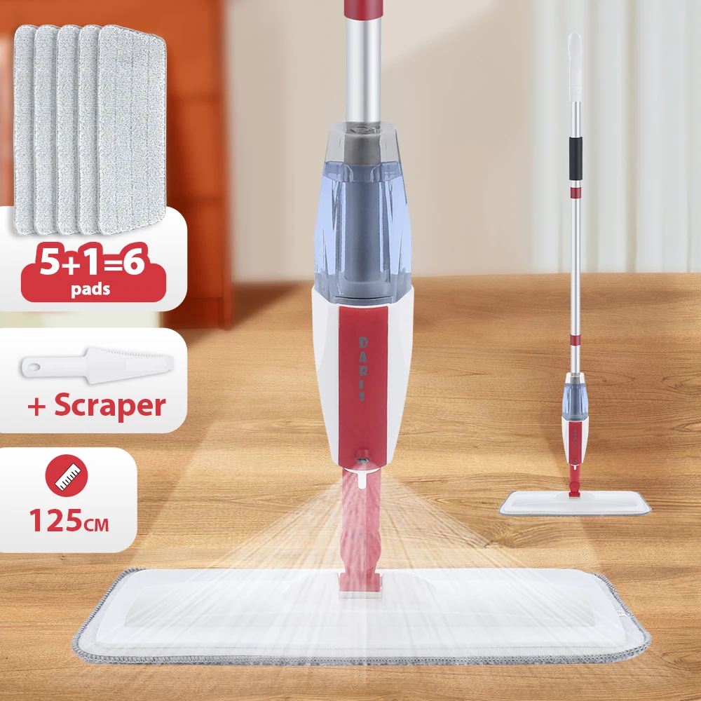 Mocio Spray Pavimenti In Microfibra Con Spruzzatore E 4 Panni Lavabili - Per Legno, Piastrelle E Laminato - 3