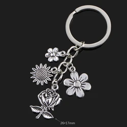 Charming Women's Keychain with Moon, Heart, and Animal Accents (S5008 flower)