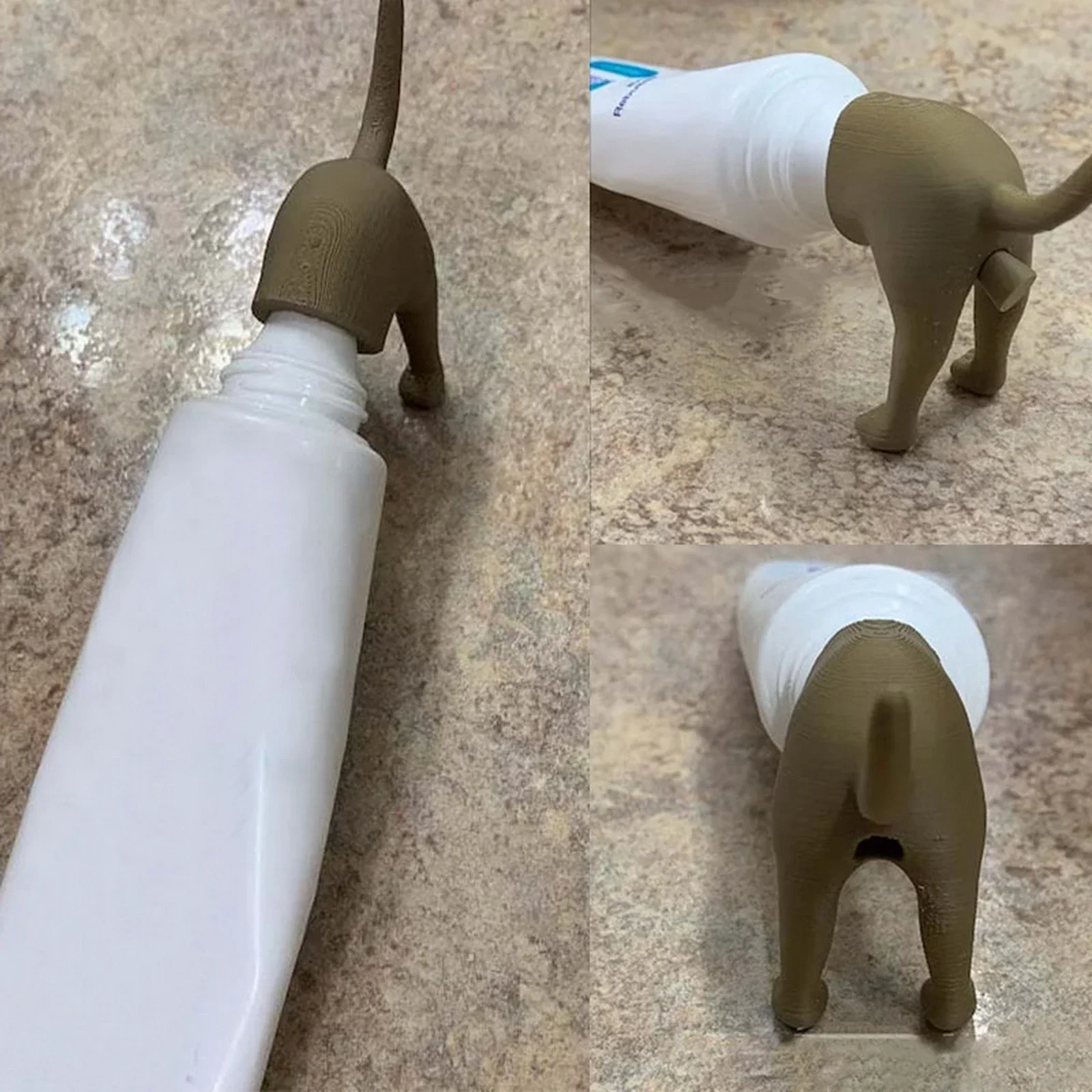 Creative Pooping Dog Butt Toothpaste Topper Pooping Toothpaste Cap Vomit Topper Dispenser Cap Animal Funny Gift Friends
