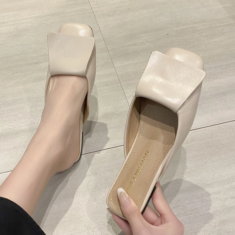 

Шлепанцы женские с квадратным носком, сандалии с открытым носком, туфли для пляжа и отдыха на открытом воздухе, сланцы, удобные тапочки с ремешком на пятке, лето 2024