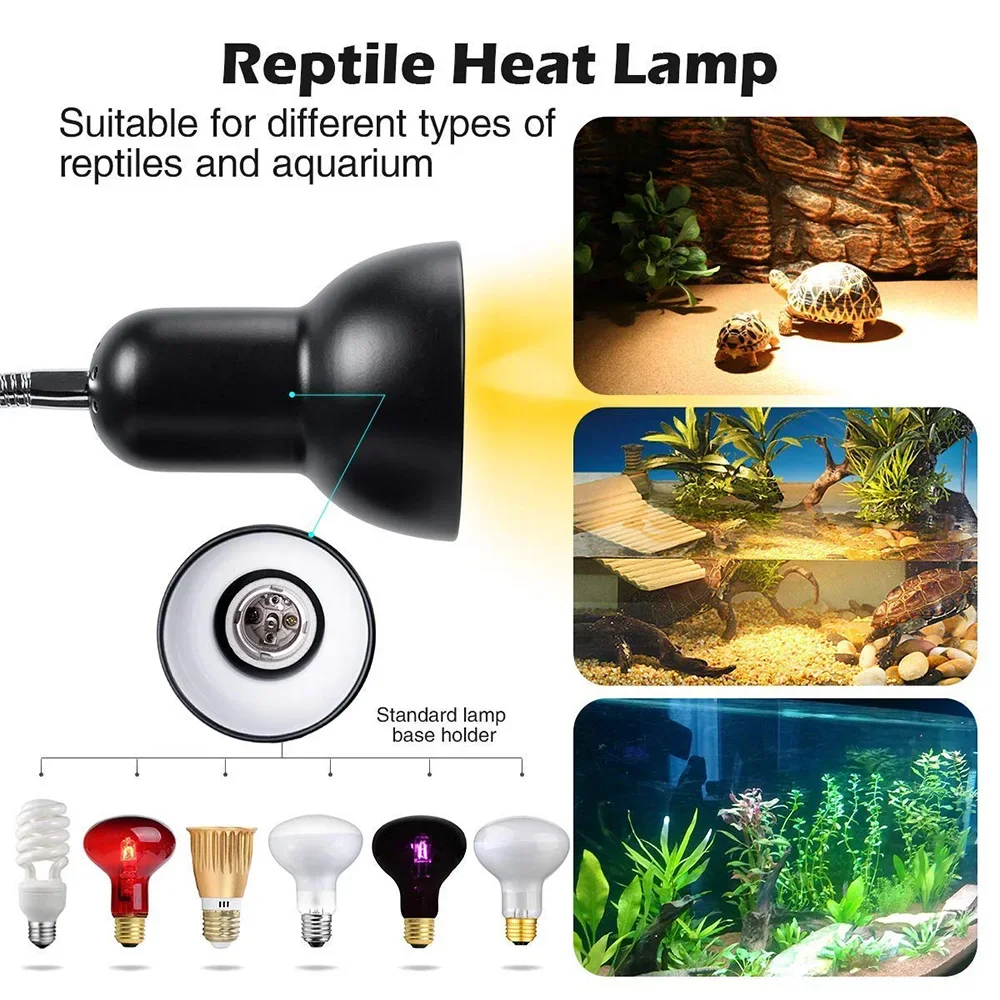 UVA+UVB Pet Reptile Lamp Clip-On Bulb Lamps Ceramic Stand E27 Reptiles Turtle Lizard Calcium Supplement Lamps Accessories EU/US 2
