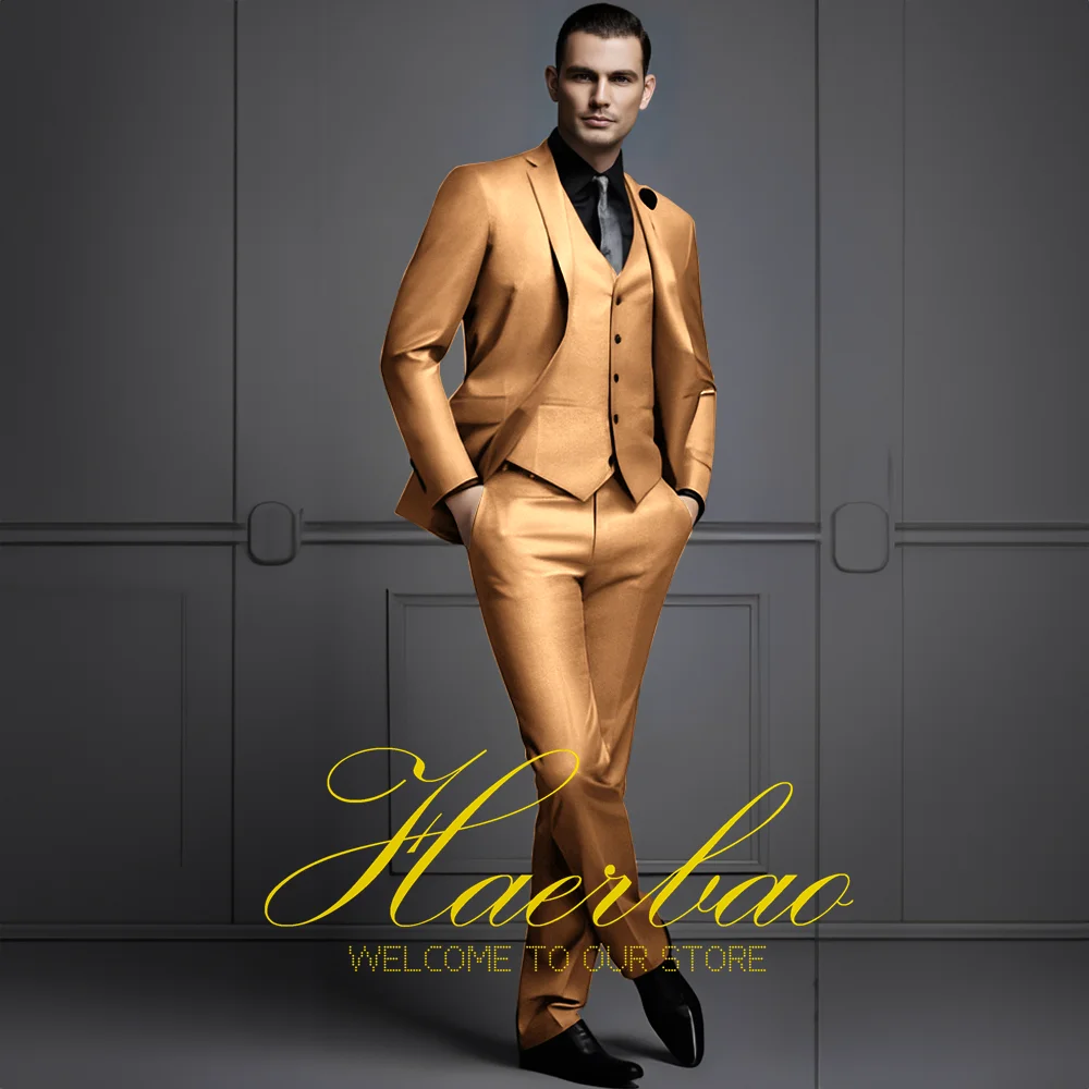 Business Men's Suit 3-piece Set (Jacket Pants Vest) Wedding Groom Tuxedo Formal Queue Clothes Slim Fit Blazer formal suit business men clothing