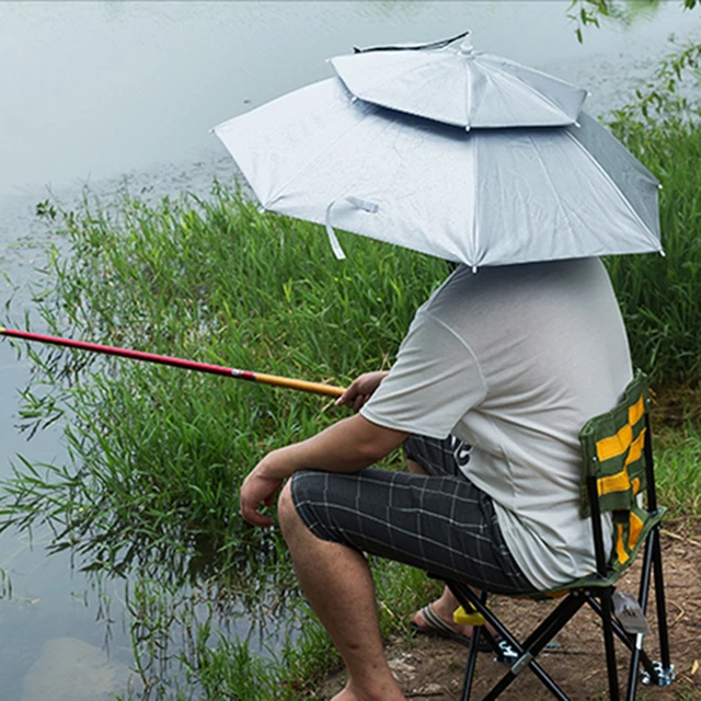 Fishing Headwear Cap Portable Rain Umbrella Hat Foldable Outdoor