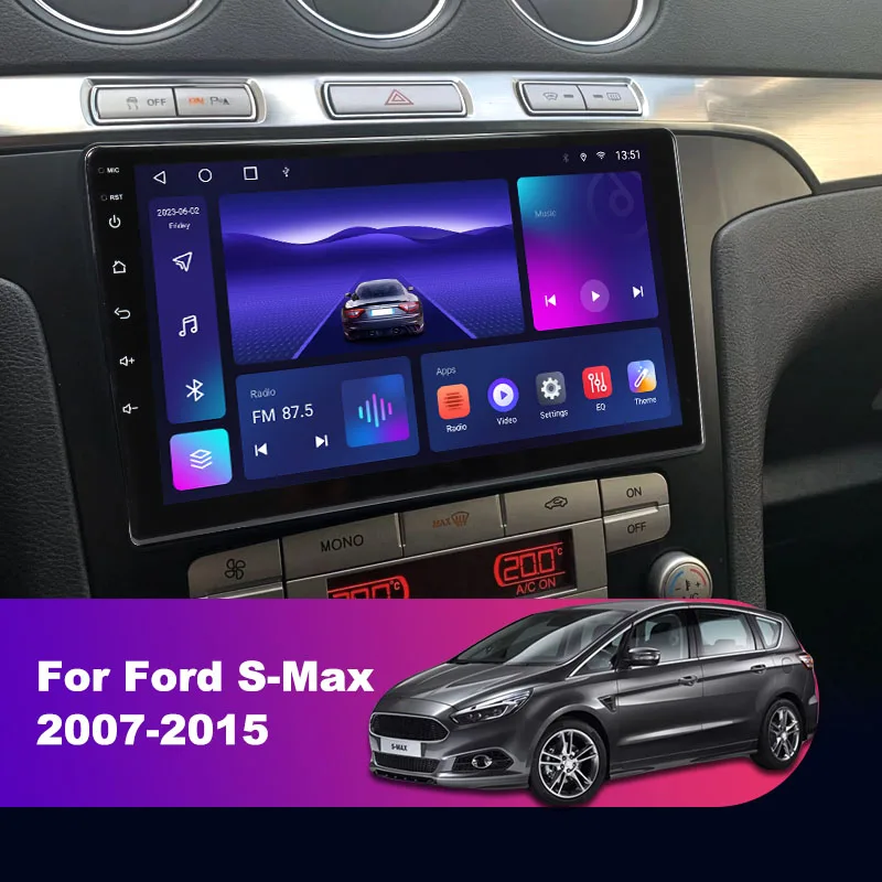 

Автомагнитола для Ford S-Max S MAX 2007-2015, мультимедийный видеоплеер 9 дюймов на Android 12, с GPS-Навигатором, типоразмер 2DIN