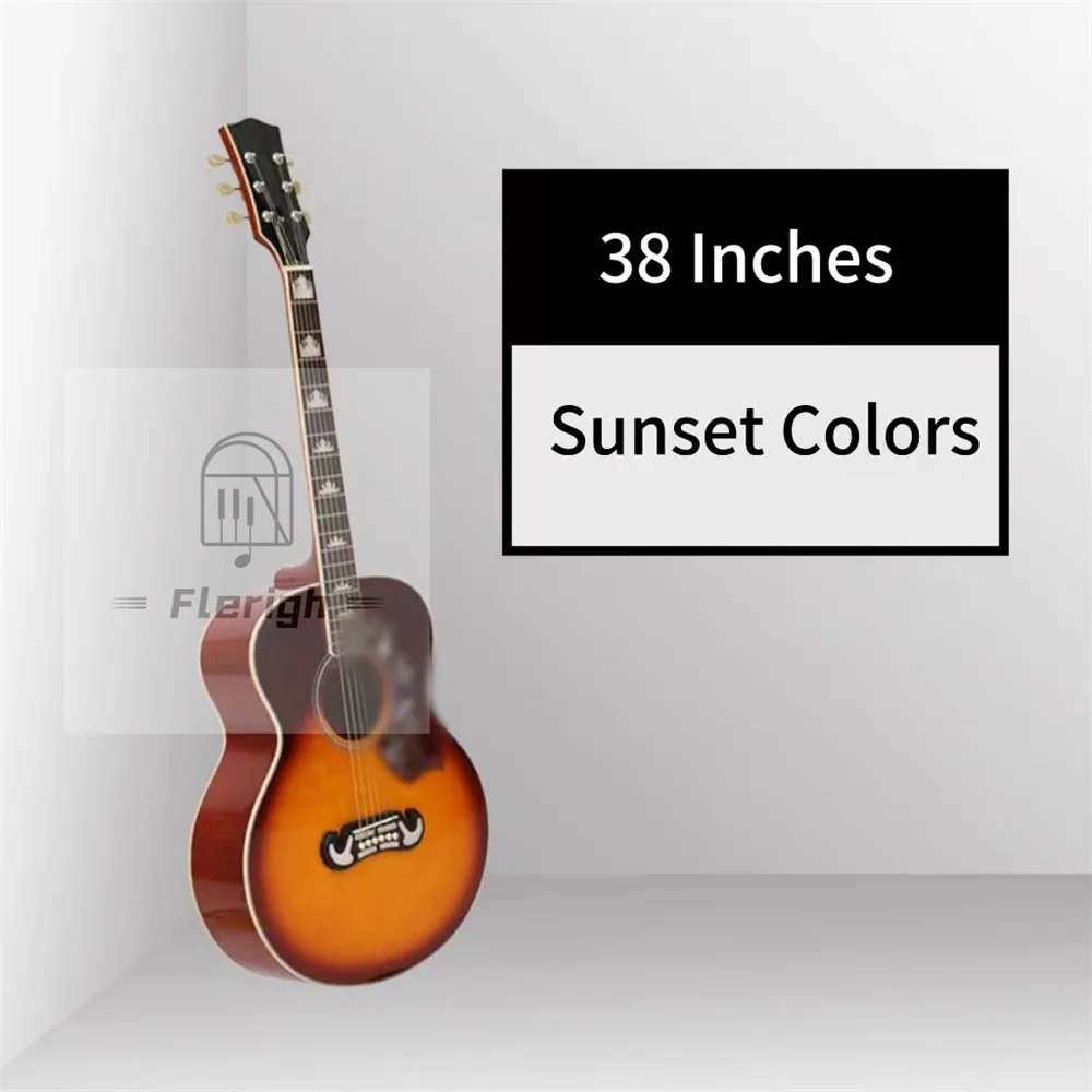 

38 Inches Acoustic Guitar J200 Cherry Burst Rosewood Fingerboard White Pearl Inaly Multi Ply Binding With Fishman EQ