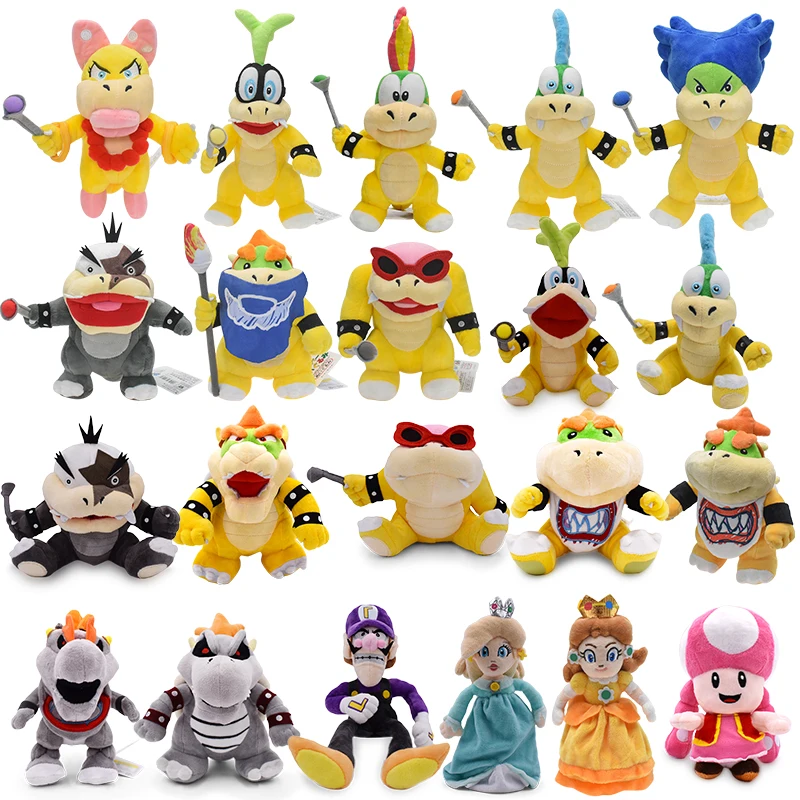 30 Styles Cartoon Mario Broser JR Princess Mushroom Bowser Koopalings Iggy Lemmy Koopa Bros Plush Toys Stuffed Animal Doll gifts