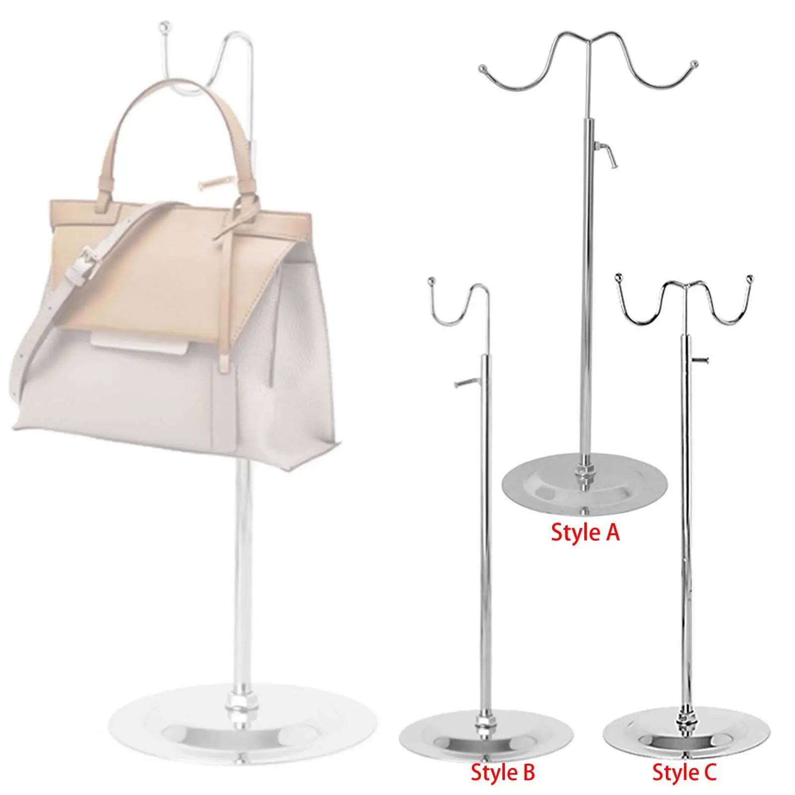 Espositore A T Regolabile In Acciaio Inox Per Borse, Collane E Parrucche, Base Antiscivolo, 11,79x5,89x24,96 Pollici