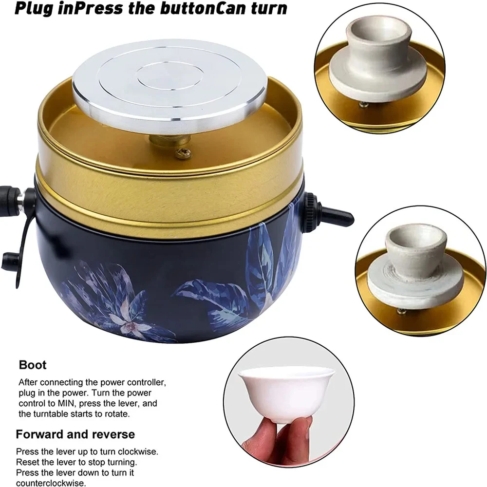 Mini Electric Pottery Wheel Machine with Clay Sculpting Tool Electric Ceramic Lathe for Art Crafts Pottery Turntable