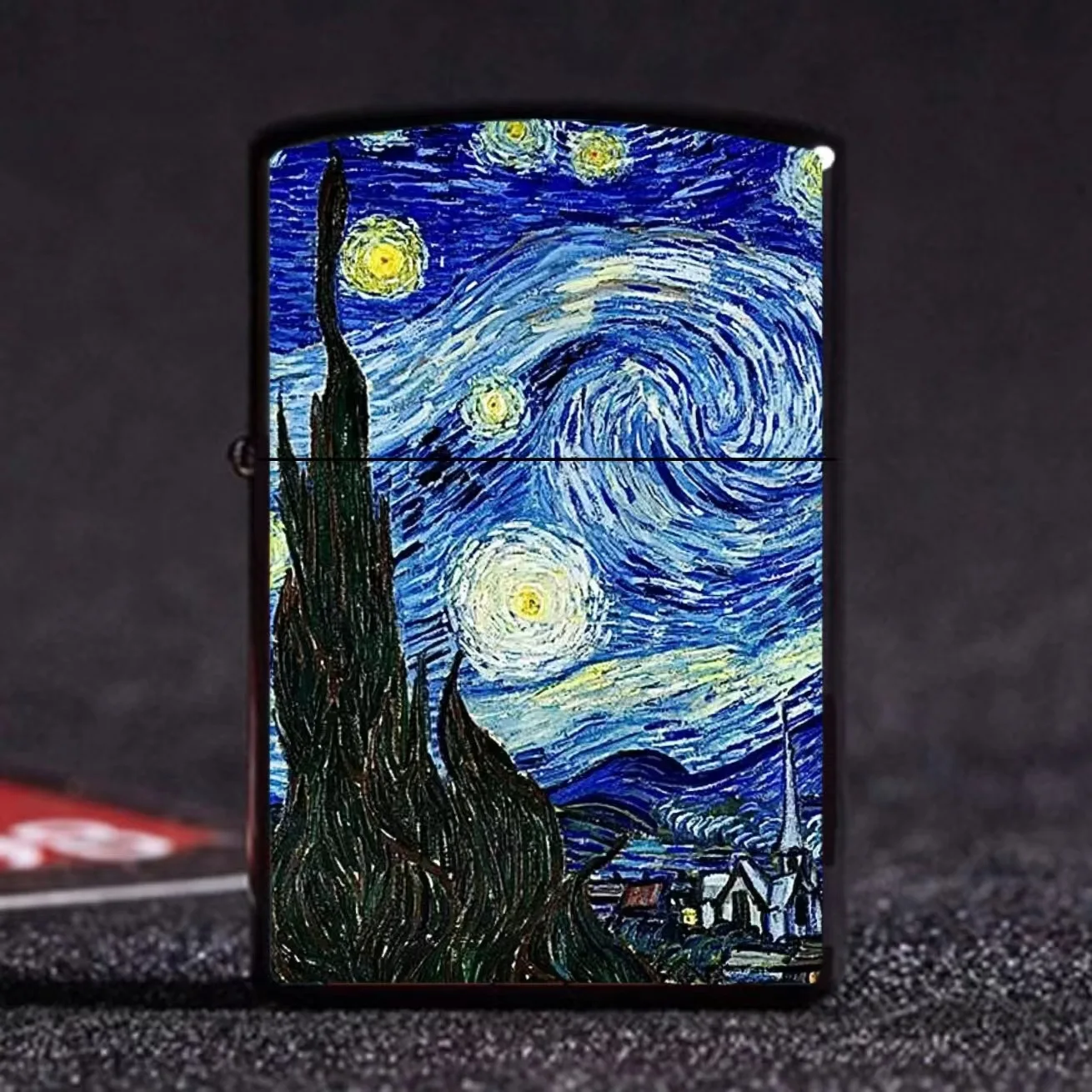 

Hot Sale Oil Painting Cigarettes Pocket Lighters Portable Torch Flint Fuel lighter Straight Fire Visible Lighter Gadget For Man