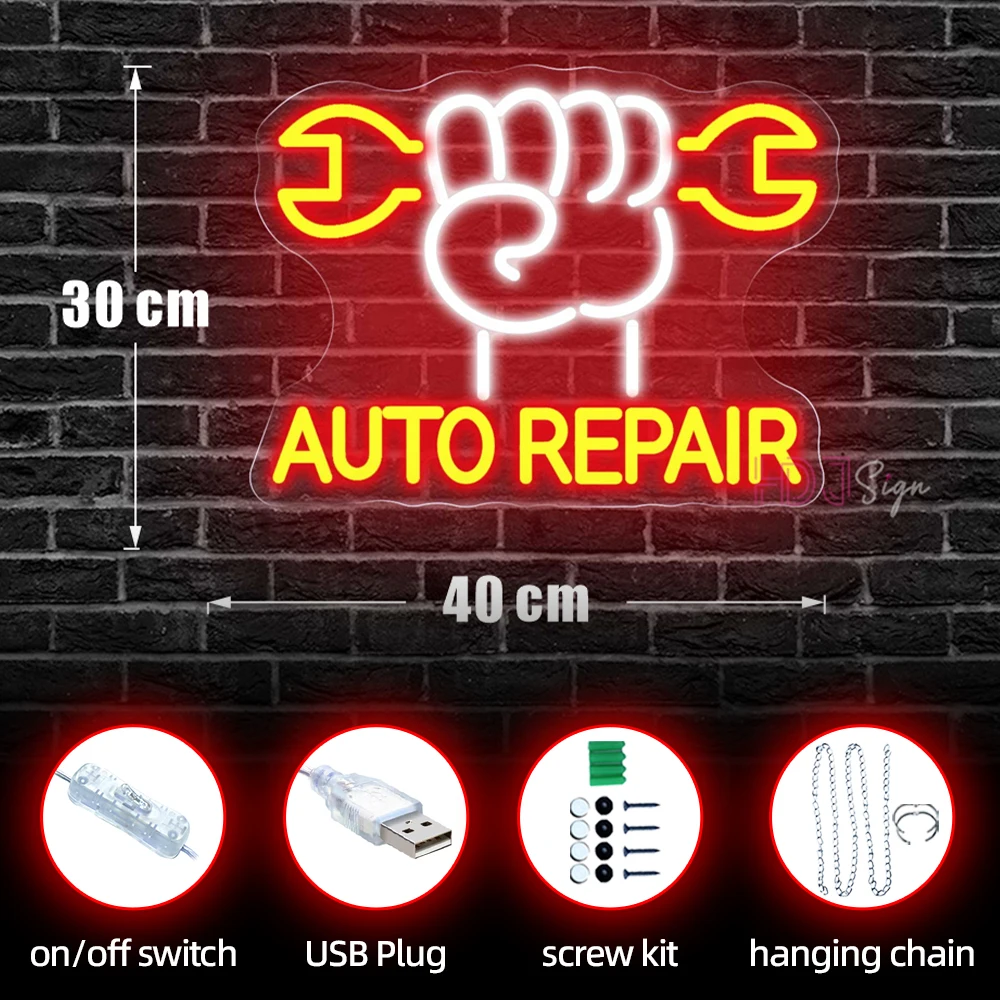 Auto Repair Shop Neon Led Sign Garage Wall Decor Room Neon Sign Led