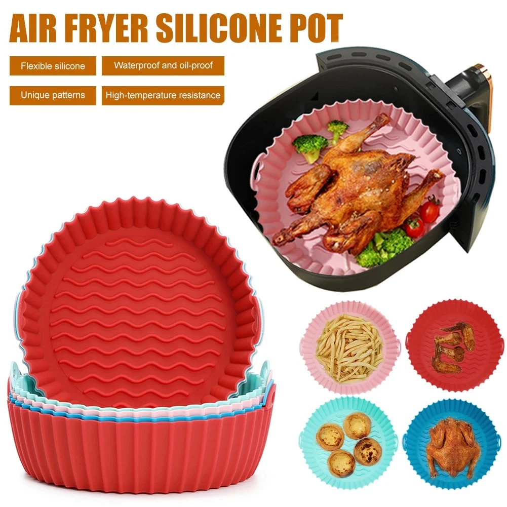 

Air Fryers Oven Baking Tray Fried Chicken Basket Mat AirFryer Silicone Pot Round Replacemen Grill Pan Accessories