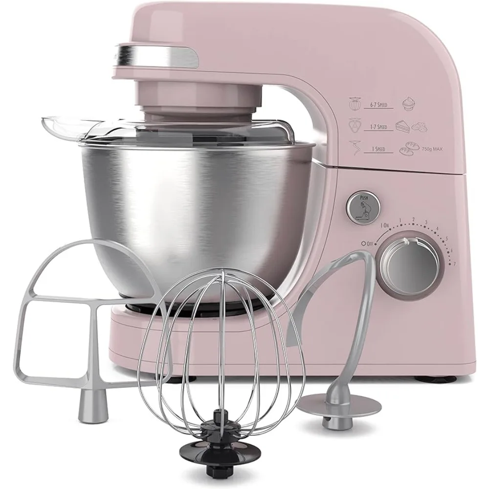 

Electric Stand Mixer, 4 Quarts, Dough Hook, Flat Beater Attachments, Splash Guard 7 Speeds with Whisk blender mixer Appliance