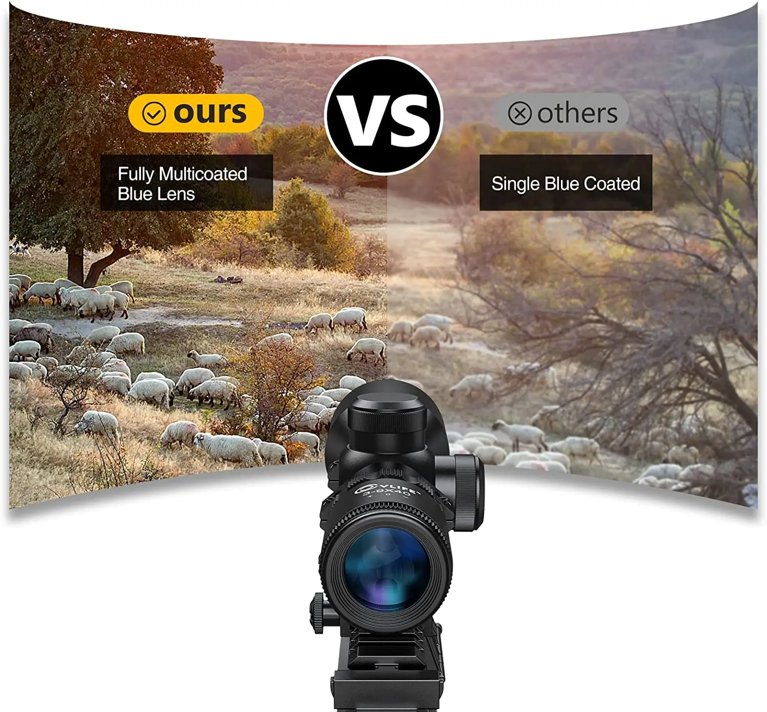 CVLIFE 3-9x40 Rifle Scope 20mm Optics R4 Reticle Crosshair Hunting Riflescope Tactical Mounts Black