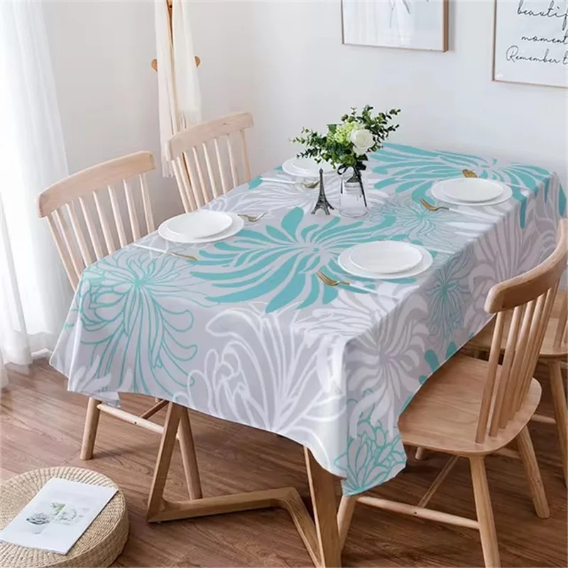 Table Cover Tablecloth Protector Bohemian Abstract Style Leaf Plant Printed Tablecloth Waterproof Kitchen Decoration Party Tablecloth
