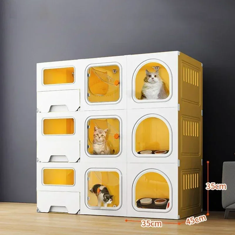3층 고양이 케이지 (칸막이 포함) 번 케이지 넓은 공간 애완동물샵 보호용 고양이 케이지 하우스 (화장실 포함) 고급 고양이 빌라 R