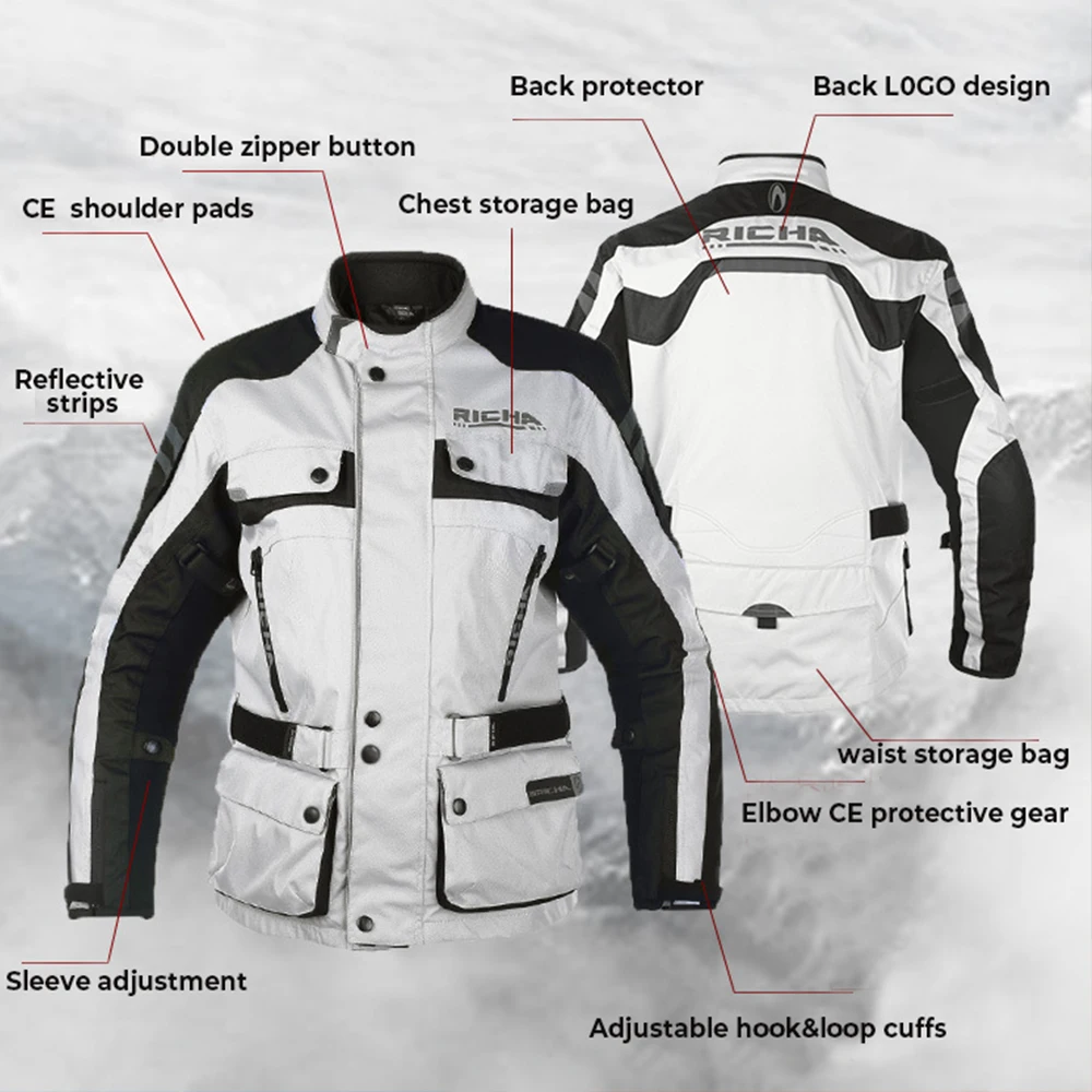 Motorcycle Riding Suit Jacket Men Motorcyclist Waterproof Pants Women Outdoor Protective Equipment Removable Soft Breathable