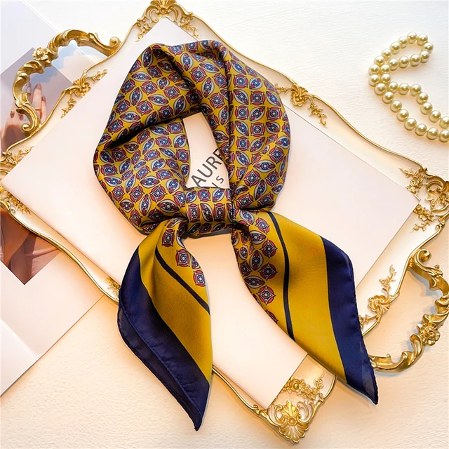 Silk Square Scarf Women Satin Bandana Print  Scarves Head Band Fashion Lady Hair Shawl and Wrap Female Neckerchief Hijab 2022 FJ566-4