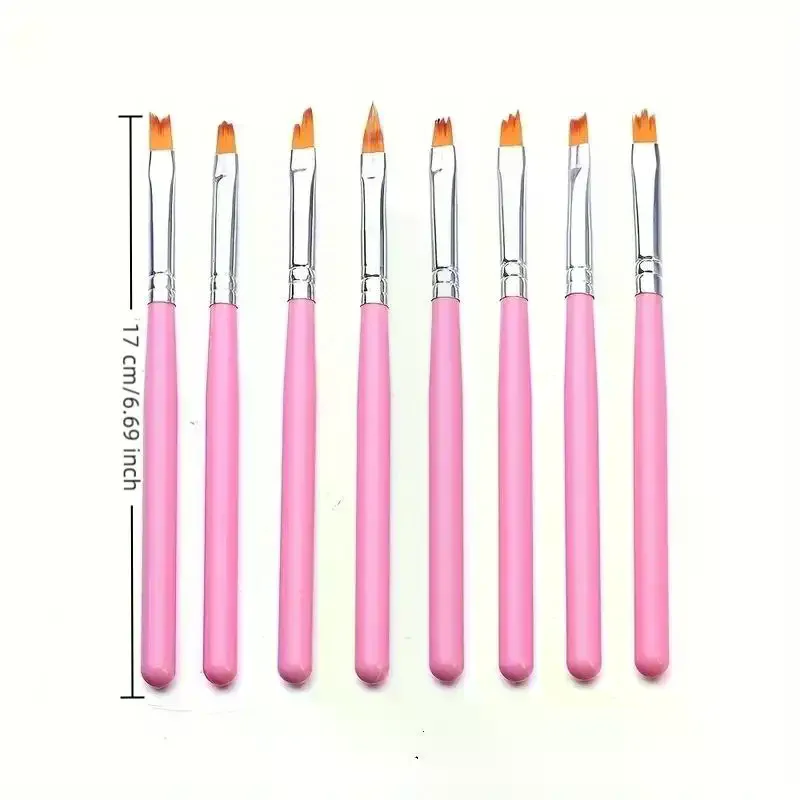 8Pcs Multifunctional Nail Art Brush Set - Oblique Gradient Smudge Sawtooth Pen Flower Petal Drawing Gel Nail Painting Tools