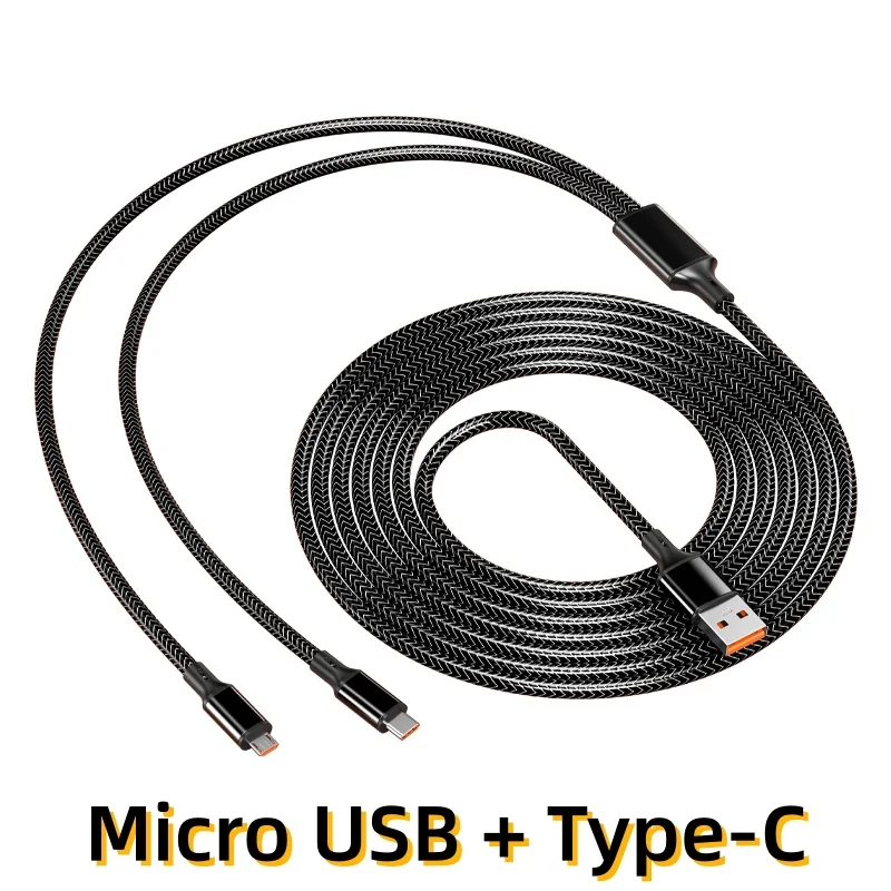 Universal 2-in-1 Fast Charging Cable with Triple Connectors