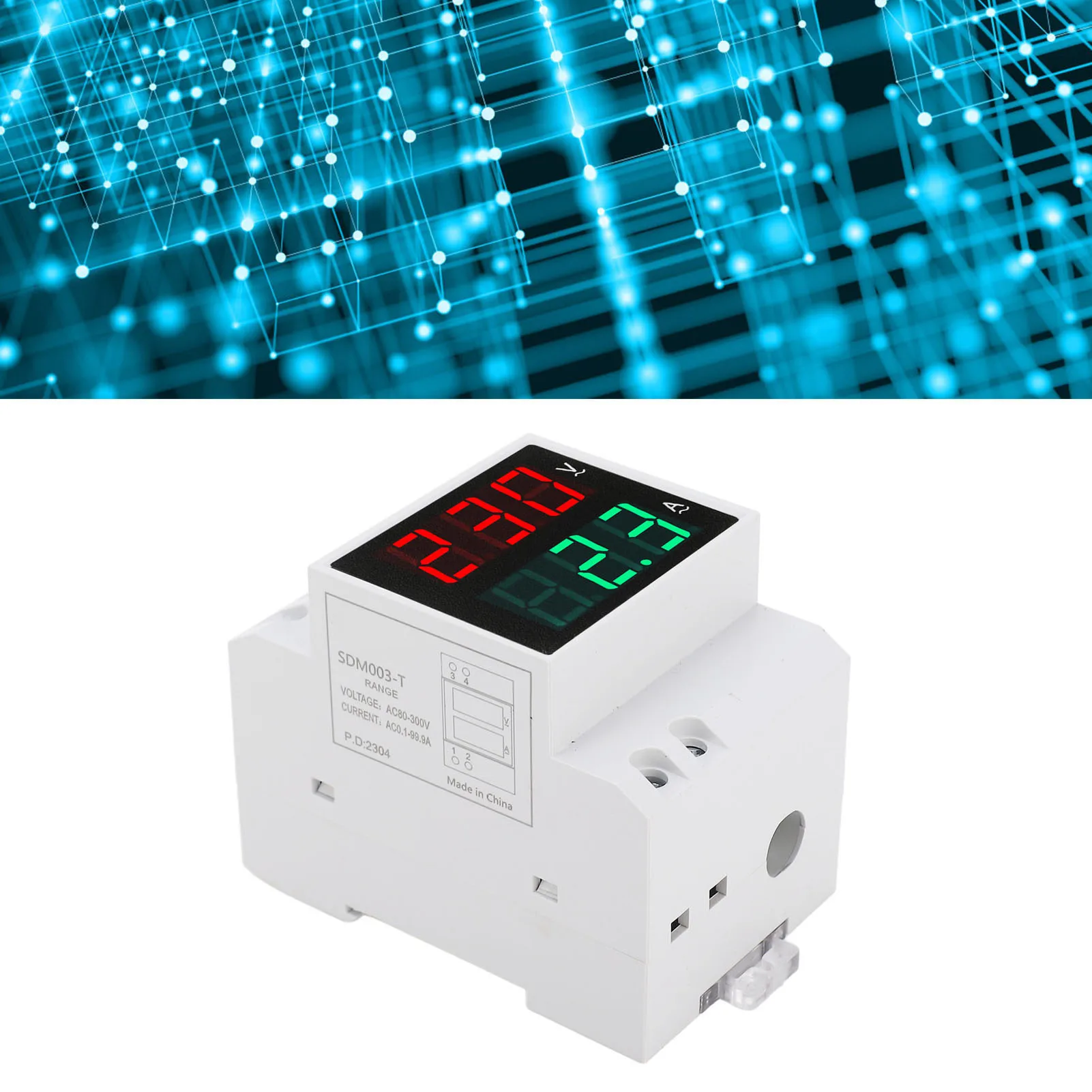 전압 전류 측정기 고정밀 AC80?300V 0.1?99.9A 디지털 전압계 전류계 산업용 컴팩트한 DIN 레일 설치
