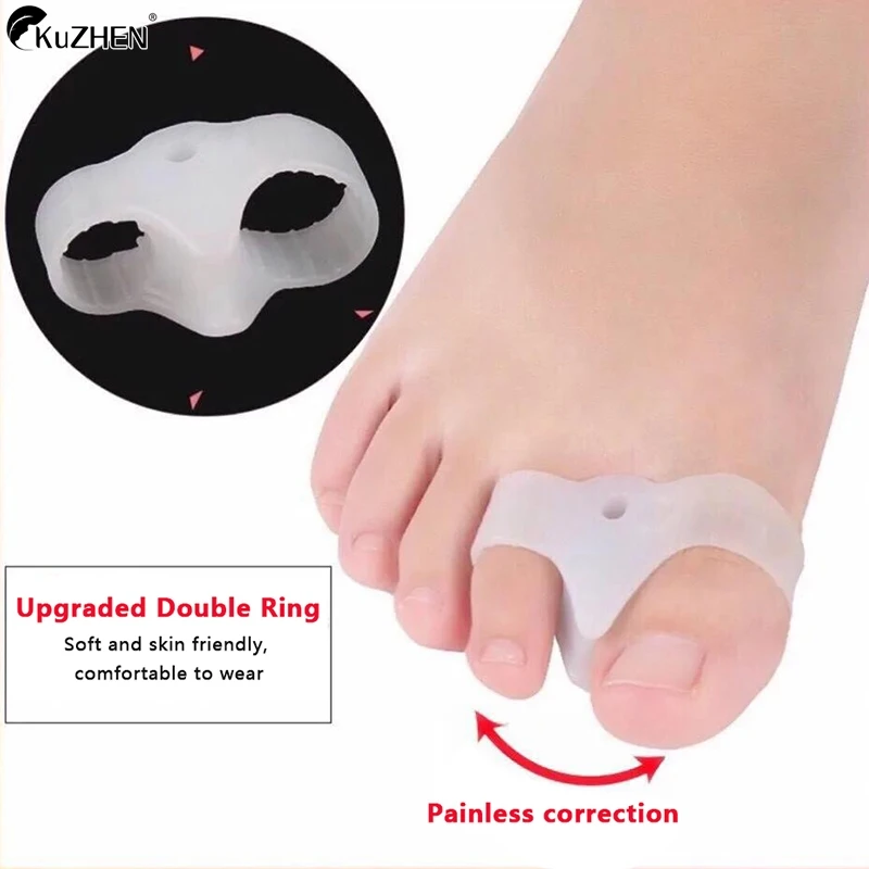 

2Pcs Silicone Gel Double Ring Thumb Corrector Bunion Foot Toe Hallux Valgus Protector Separator Finger Straightener Adjuster