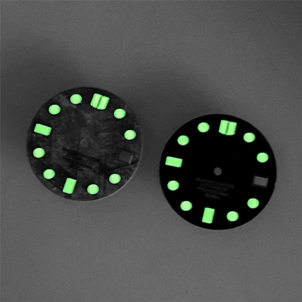 28.5mm S Logo SK007 Meteorite Dial Suitable For NH35/NH36/4R35/4R36 Movement C3 Strong Green Luminous Watch Accessories