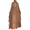2024 summer new fashion patchwork three-layer chiffon flared sleeves flowing cardigan dress robe 6