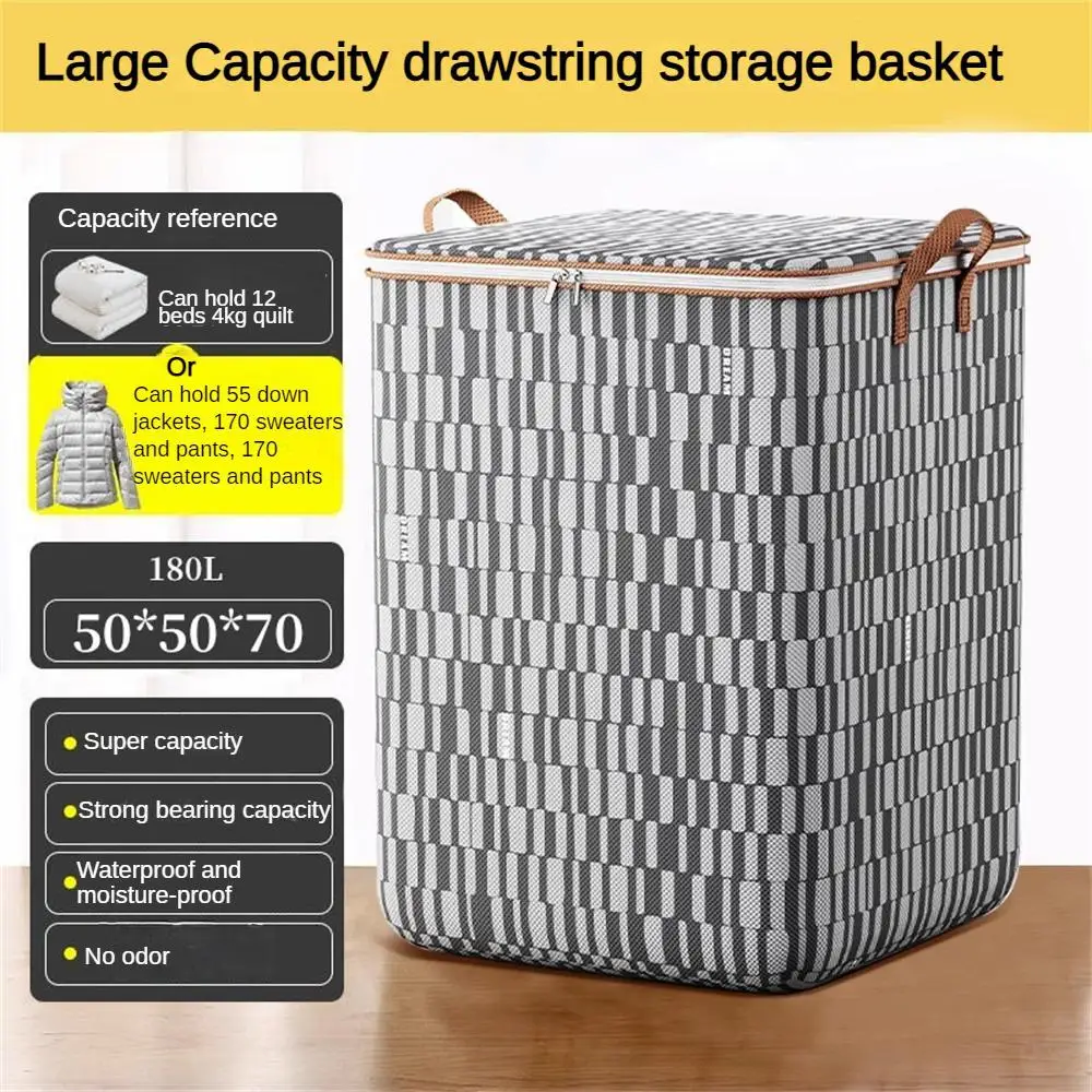 Non-woven Fabric Comforter Storage Bag Household Clothes Pants Organizer  Box With Large Capacity - Houndstooth 180l-1pc