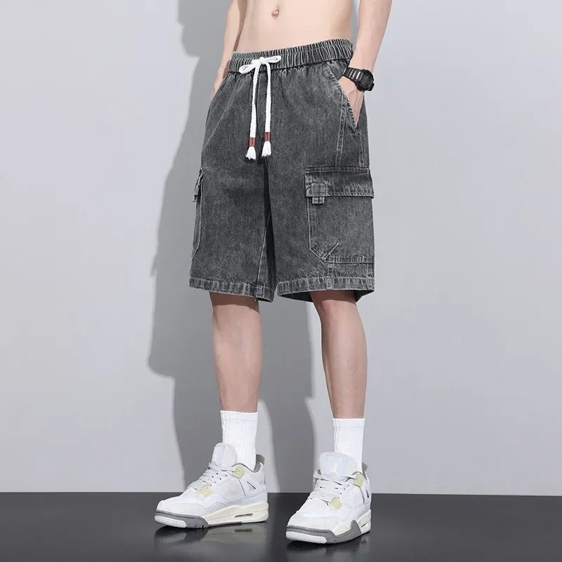 Workwear Denim Shorts, Summer Slim Fit, Loose Fit, Straight Leg New American Trendy Casual Capris
