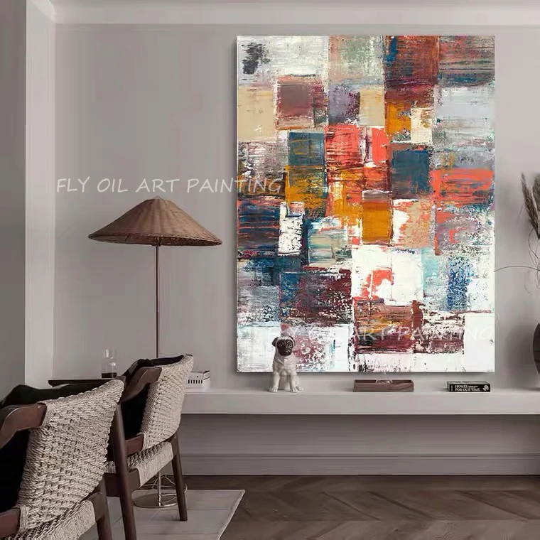 

Large Size 100% Handpainted colorful landscape canvas thick modern texture oil painting for office living room gift
