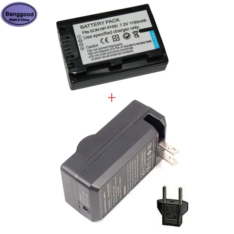 

1150mAh NP-FH50 NPFH50 Camera Battery + AC Charger For Sony NP-FH40 FH30 FH60 FH70 FH90 FH100 Alpha DSLR A230 A330 A380 HX200