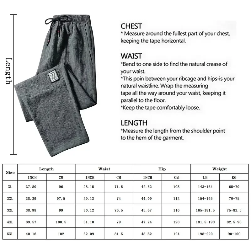 

Breathable Solid Summer Casual Loose Men Ankle-length Basic Sweatpants Clothing Trousers Fitness Pants Linen Men's