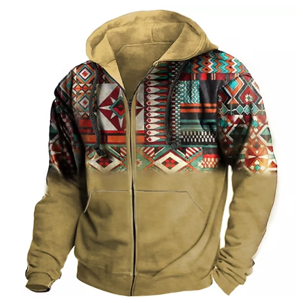 

Men Long Sleeve Hooded Sweatshirt Zip Up Athletic Hoodies Jacket Outwear Coat New 3D Printed Pullover Oversized Hooded Tops