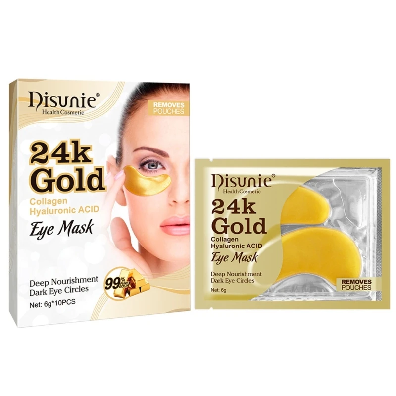 10Pc Disunie 24K Gold Eye Patches Eye Mask Patches for Dark Circles Collagen