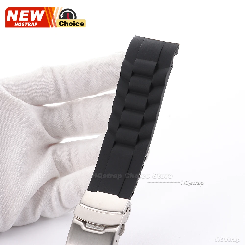 Enhanced Silicone Sport Watch Strap - Curved End, Waterproof Bracelet with Folding Buckle