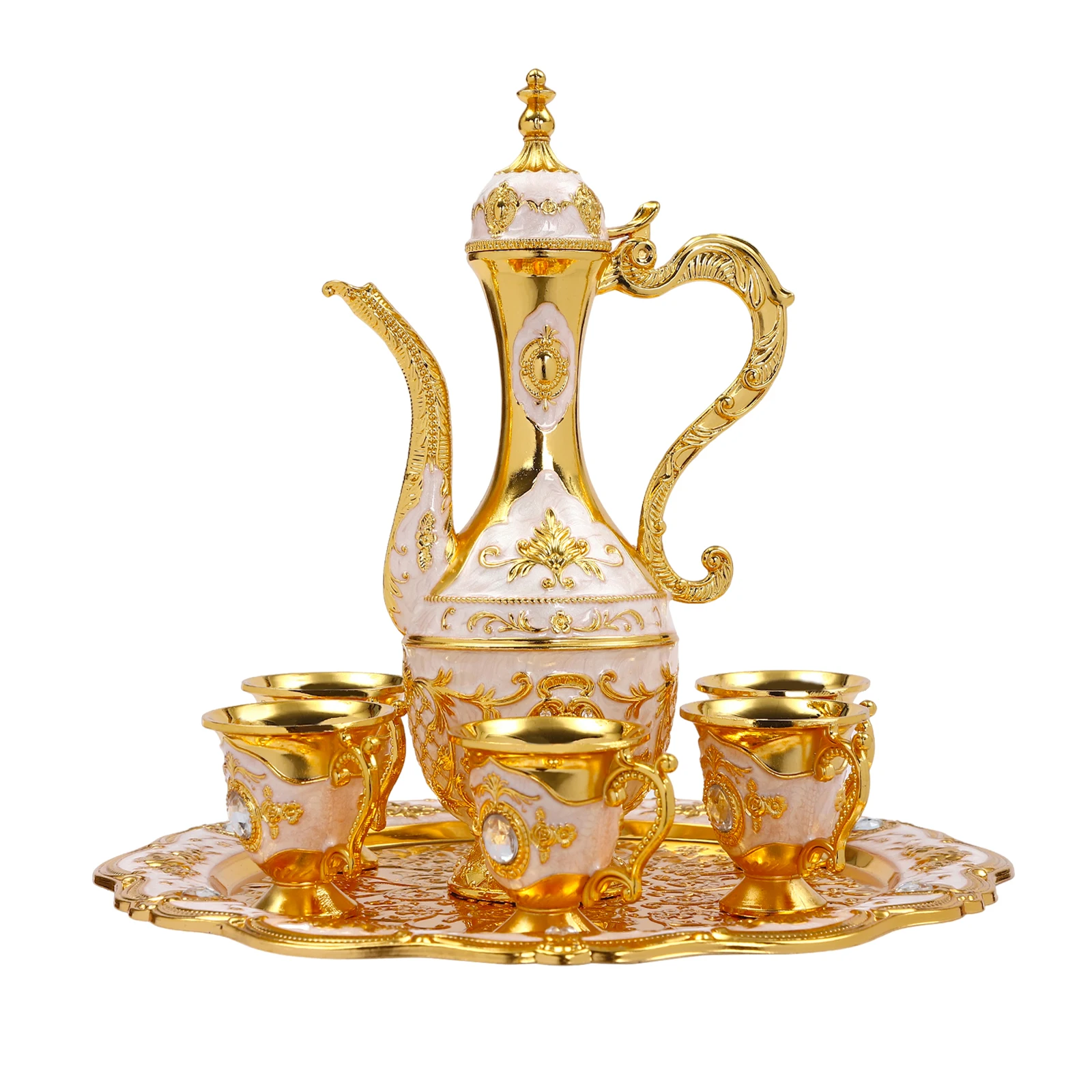 Vintage Turkish Coffee Set with Pot and 6 Cups Turkish Tea Sets