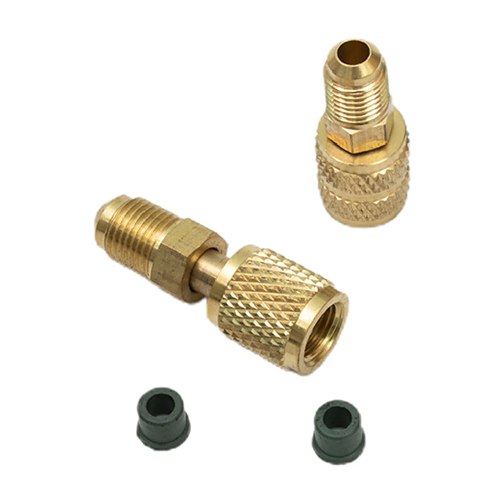 

Internal External Thread AC Refrigerant Adapter 1/4\" 2Pcs Set 5/16\" Brass For R410 R32 R22 For Valve System Tool Anti-aging