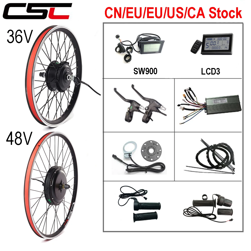 Kit de conversión de bicicleta eléctrica de 36 V/48 V, 250 W, kit de  conversión de bicicleta eléctrica, rueda de motor sin escobillas, rueda de  motor