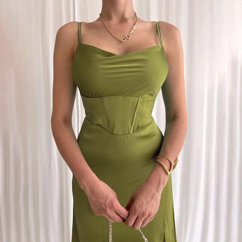 

2022 Summer Women's Sexy Slim Bag Hip Girdle Split Sling Dress
