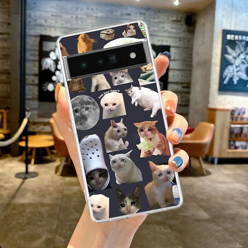 Cat Meme Funny Animals Shockproof Silicone Phone Case - Clear Cover