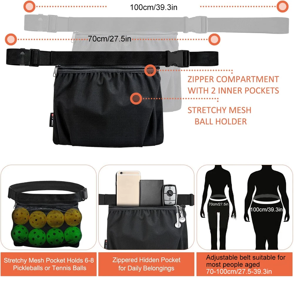 Versatile Waist Pouch for Tennis & Pickleball Balls – Convenient Accessory for Men & Women, Holds Up to 8 Balls